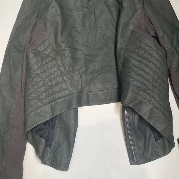Helmut Lang New York Black Paper Leather Moto Jacket From Barney’s Large Coat
